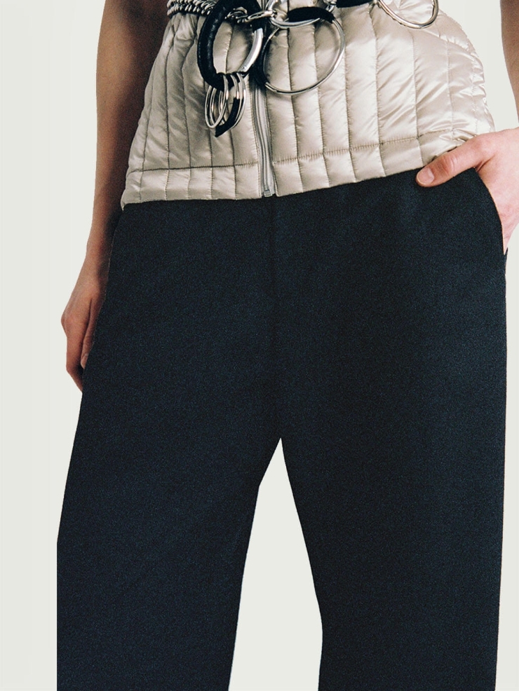 Black Drawstring Wide-leg Trousers