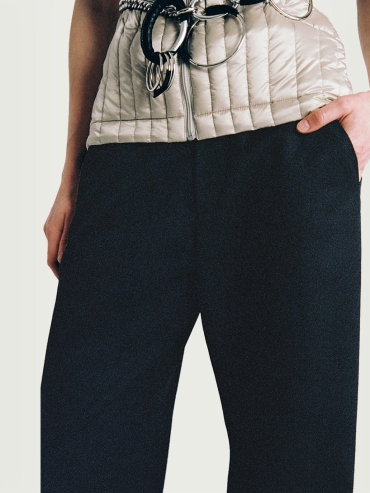 Black Drawstring Wide-leg Trousers