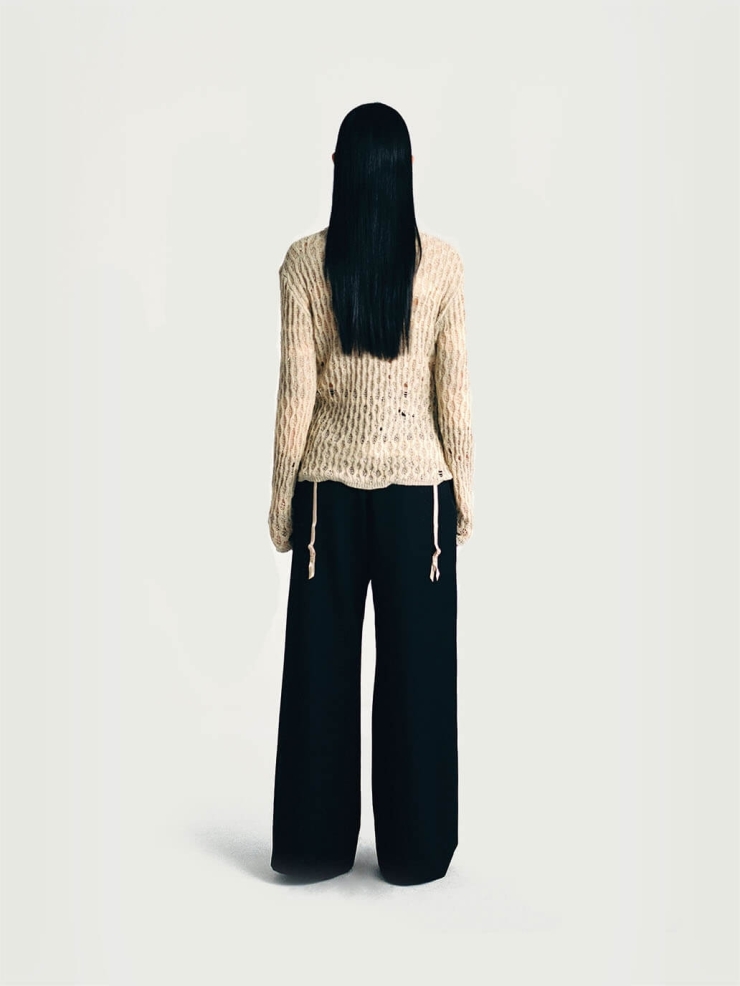 Black Drawstring Wide-leg Trousers