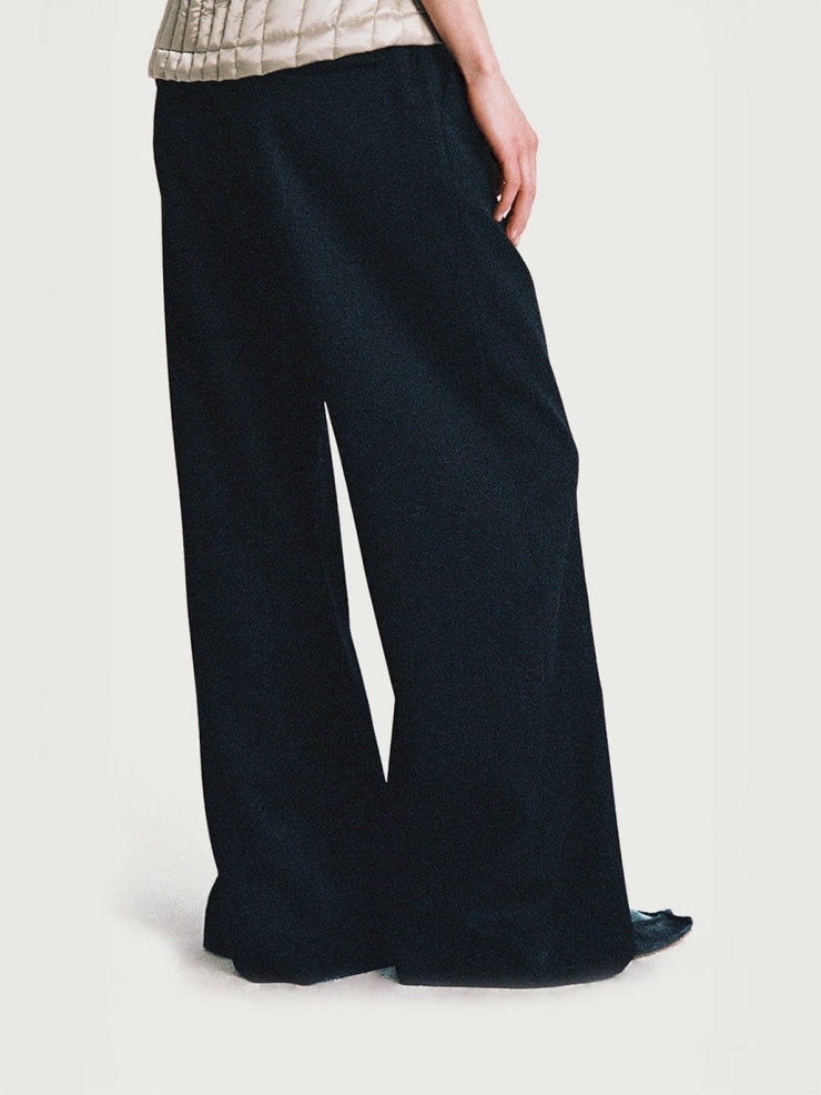 Black Drawstring Wide-leg Trousers