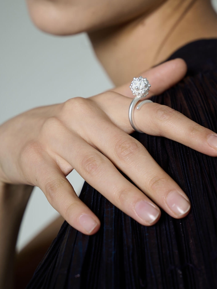 White coneflower silver ring