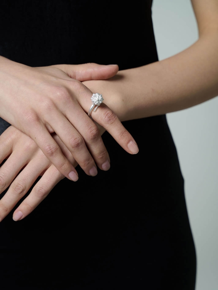 White coneflower silver ring