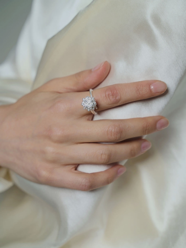 White coneflower silver ring