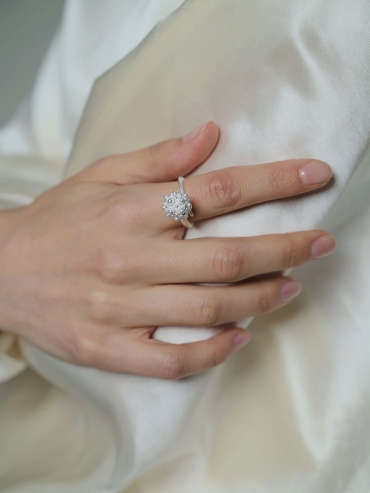 White coneflower silver ring