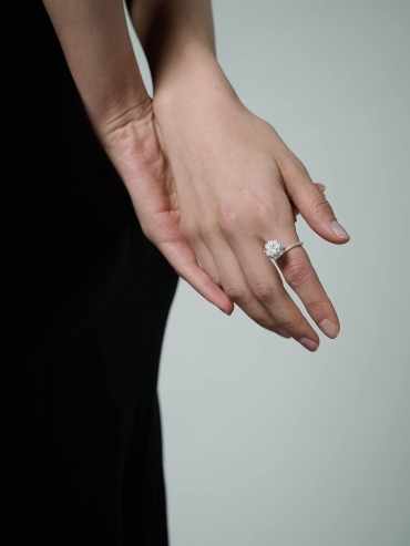 White coneflower silver ring