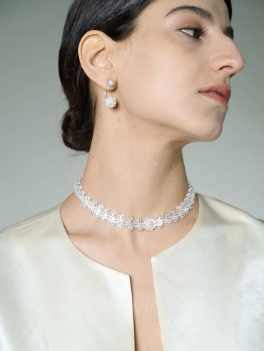 White coneflower pendant earrings