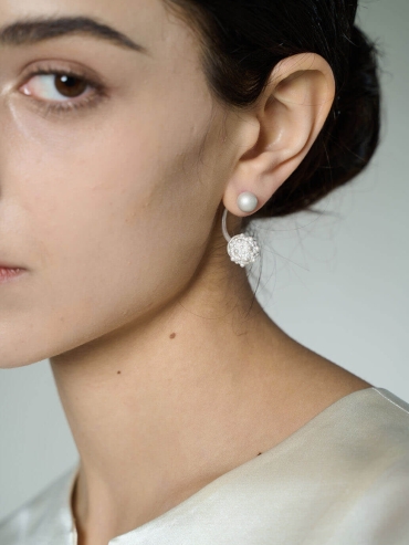 White coneflower pendant earrings