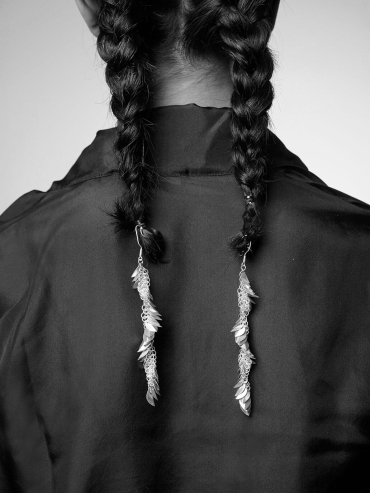 White scale pattern earrings