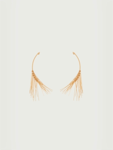 Gold half bonquet of pine needles earrings