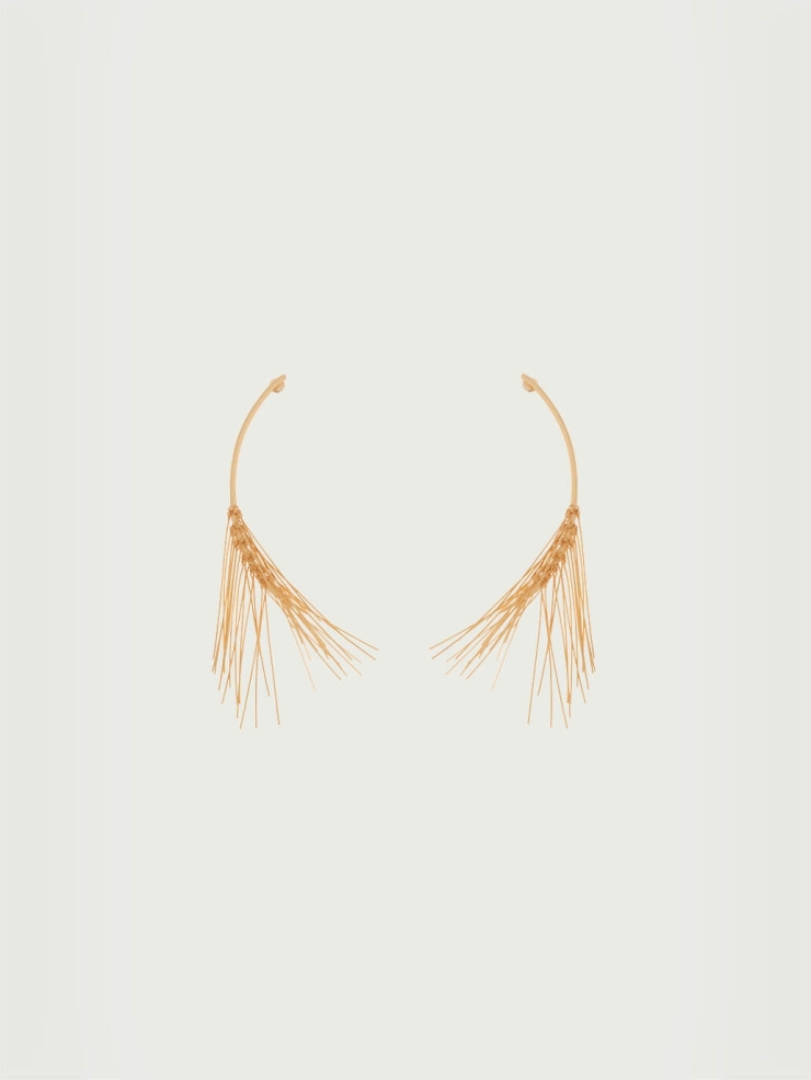 Gold half bonquet of pine needles earrings