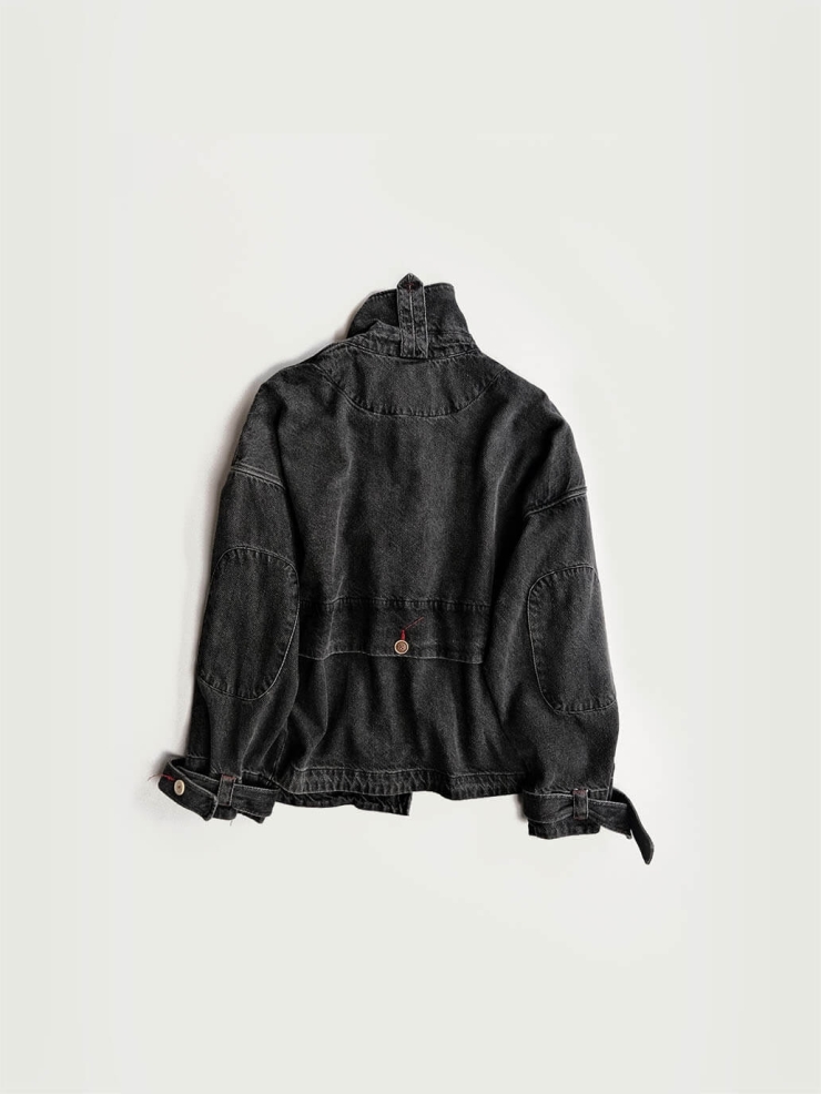 Grey cowboy-style jacket silhouette outerwear