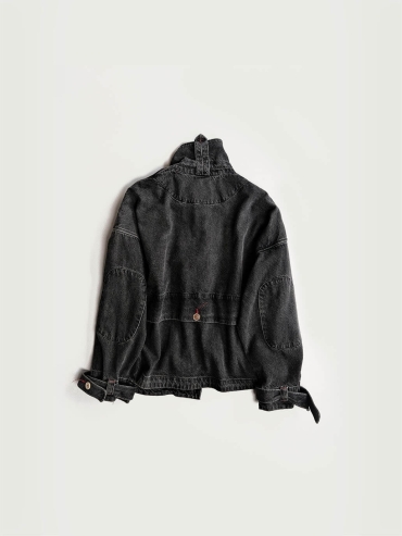 Grey cowboy-style jacket silhouette outerwear