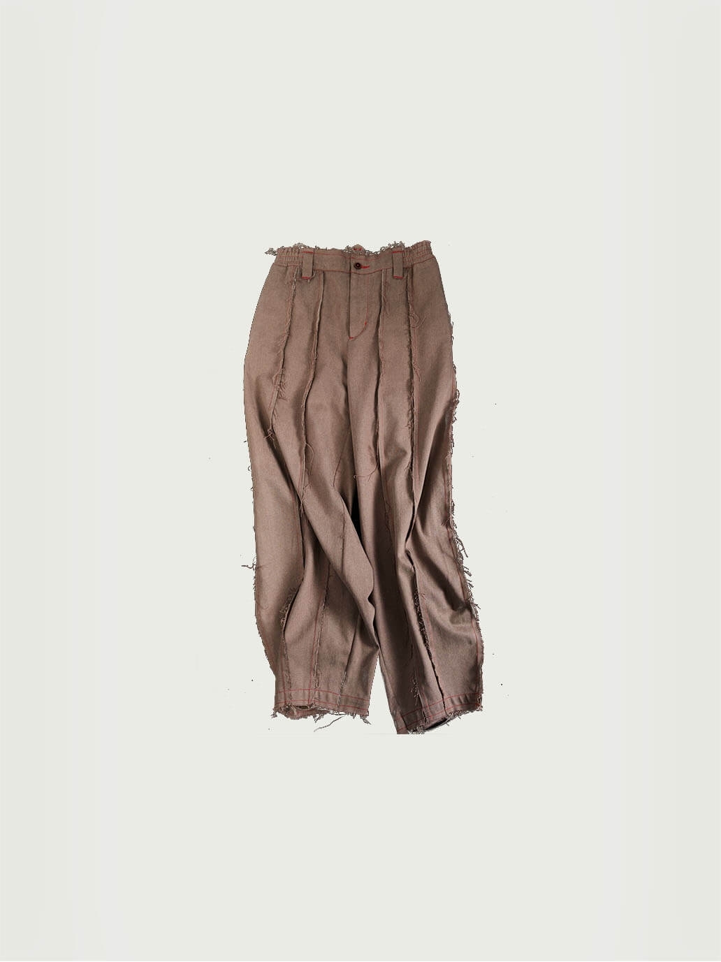 Brown fringed patchwork trousers
