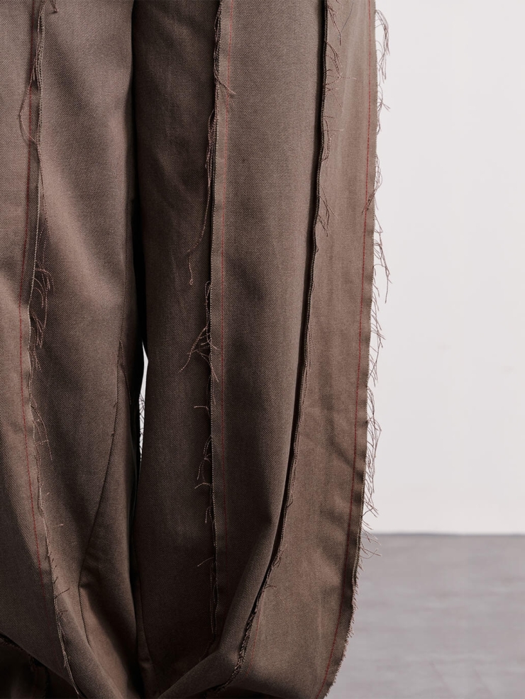 Brown fringed patchwork trousers