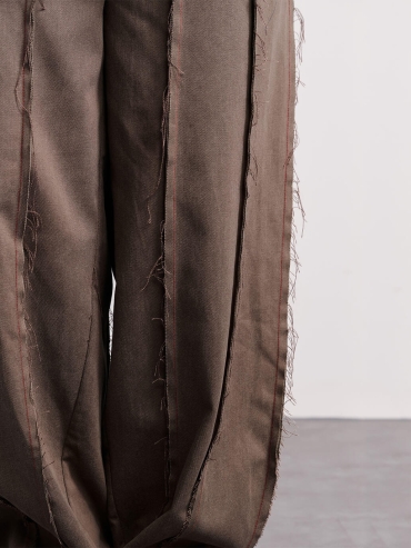Brown fringed patchwork trousers