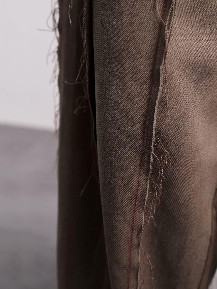 Brown fringed patchwork trousers