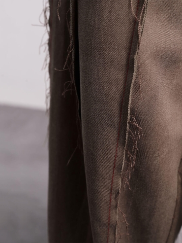 Brown fringed patchwork trousers