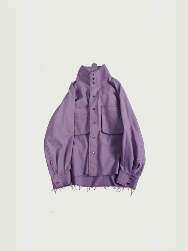 Purple high-neck dolman sleeve blouse
