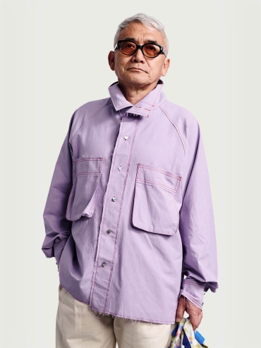 Purple high-neck dolman sleeve blouse