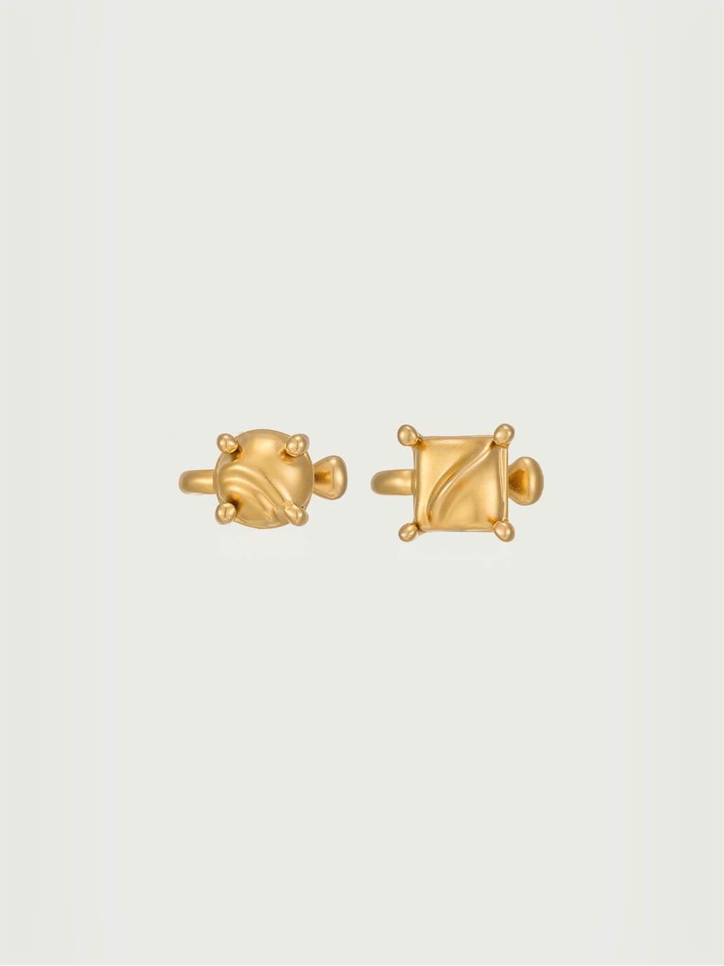 Gold Intonation Square and Round Earrings - Pair