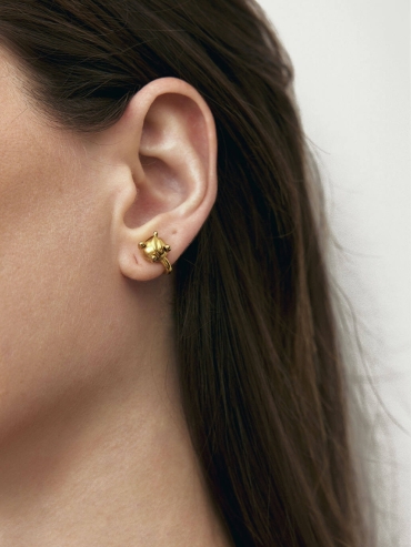 Gold Intonation Square and Round Earrings - Pair