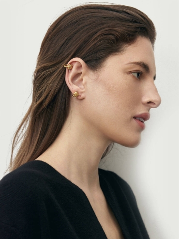 Gold Intonation Square and Round Earrings - Pair