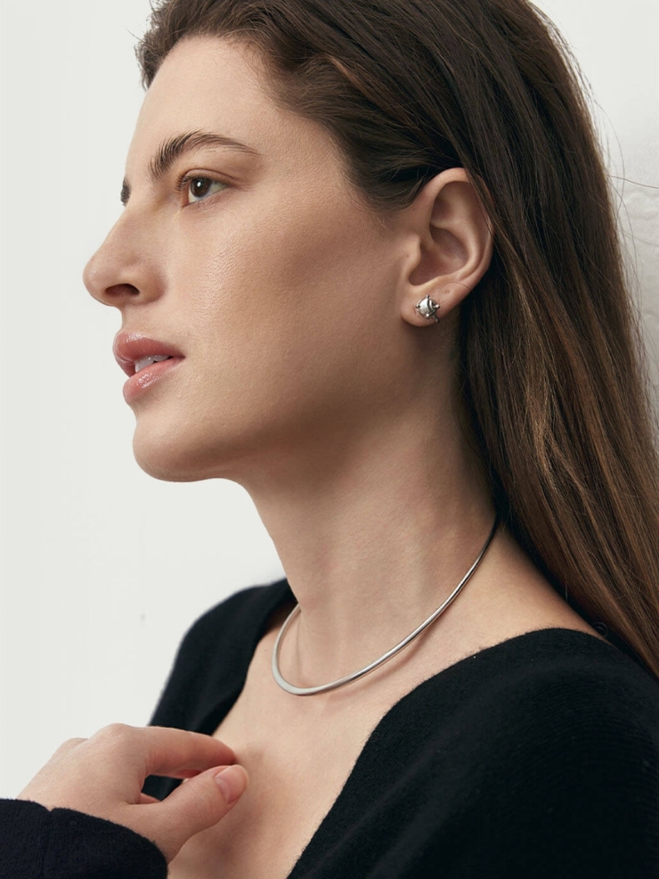 Silver Intonation Square and Round Earrings - Pair