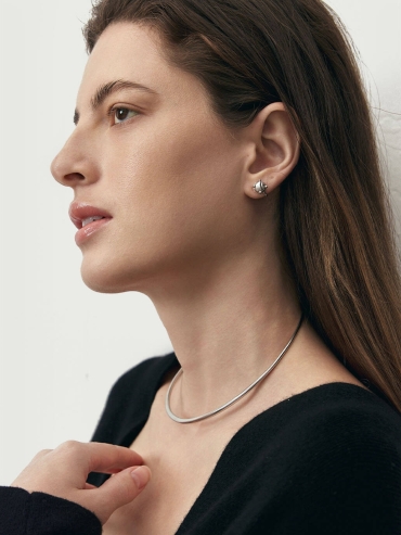 Silver Intonation Square and Round Earrings - Pair