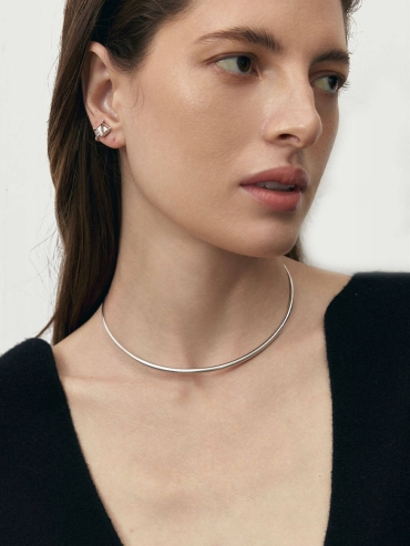 Silver Intonation Square and Round Earrings - Pair