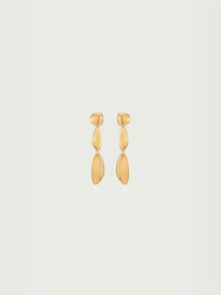 Gold Tone Hallmarked Long Earrings
