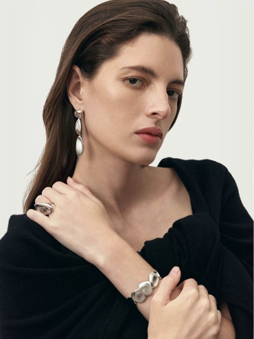 Silver Tone Hallmarked Long Earrings