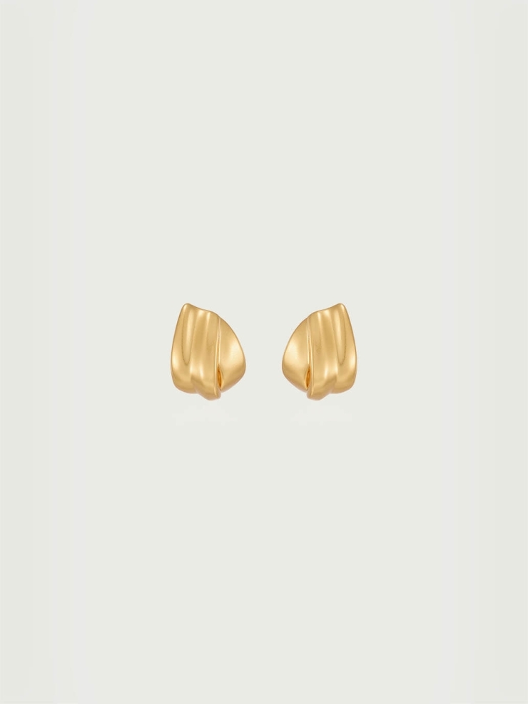 Gold Colored Interlocking Stud Earrings