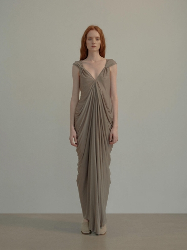 Silver Grey Draped Long Skirt