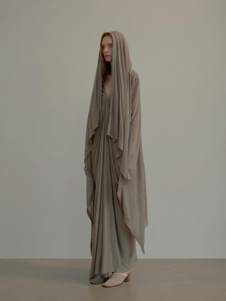 Silver Grey Draped Long Skirt