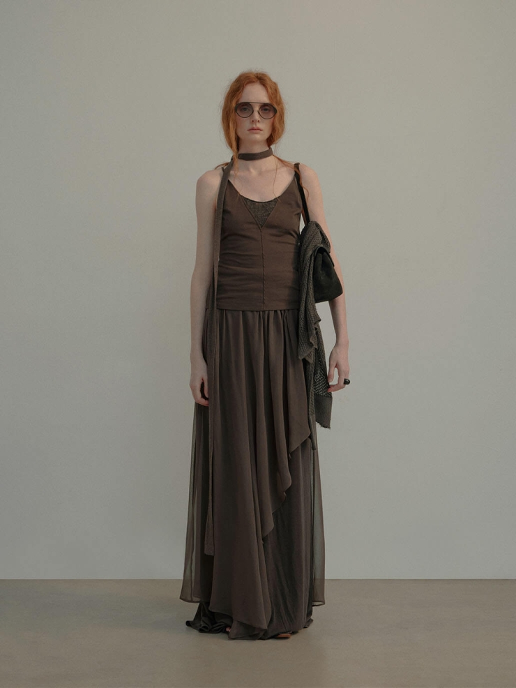 Charcoal Grey Lace Strap Top