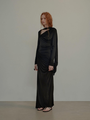 Black Asymmetrical  Knit Top