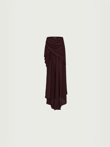 Berry layered long knit skirt