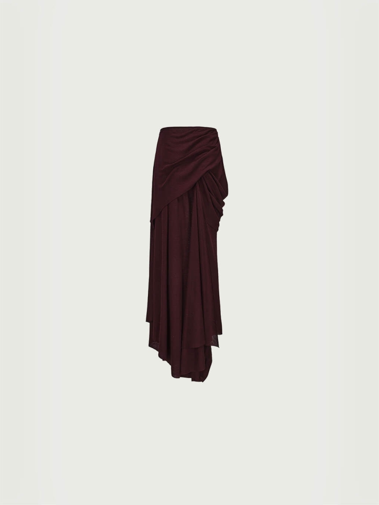 Berry layered long knit skirt