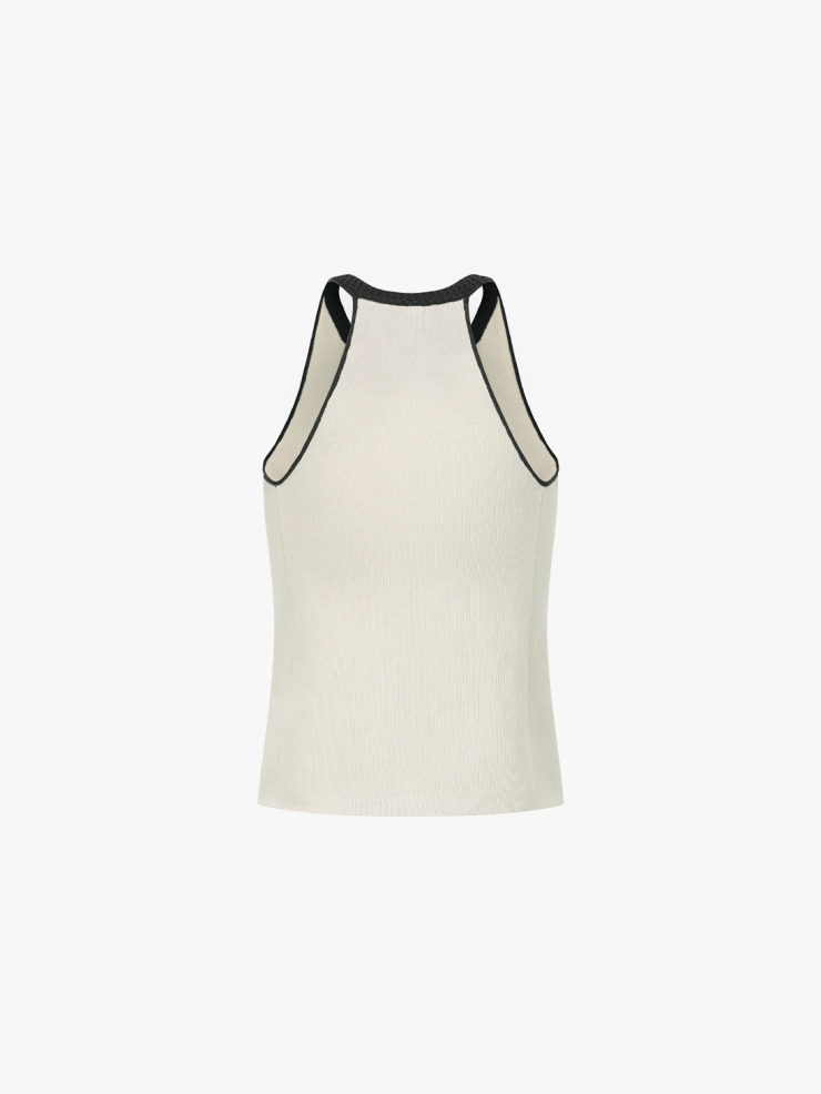 SWAYING Beige Gray Basic Tank Top