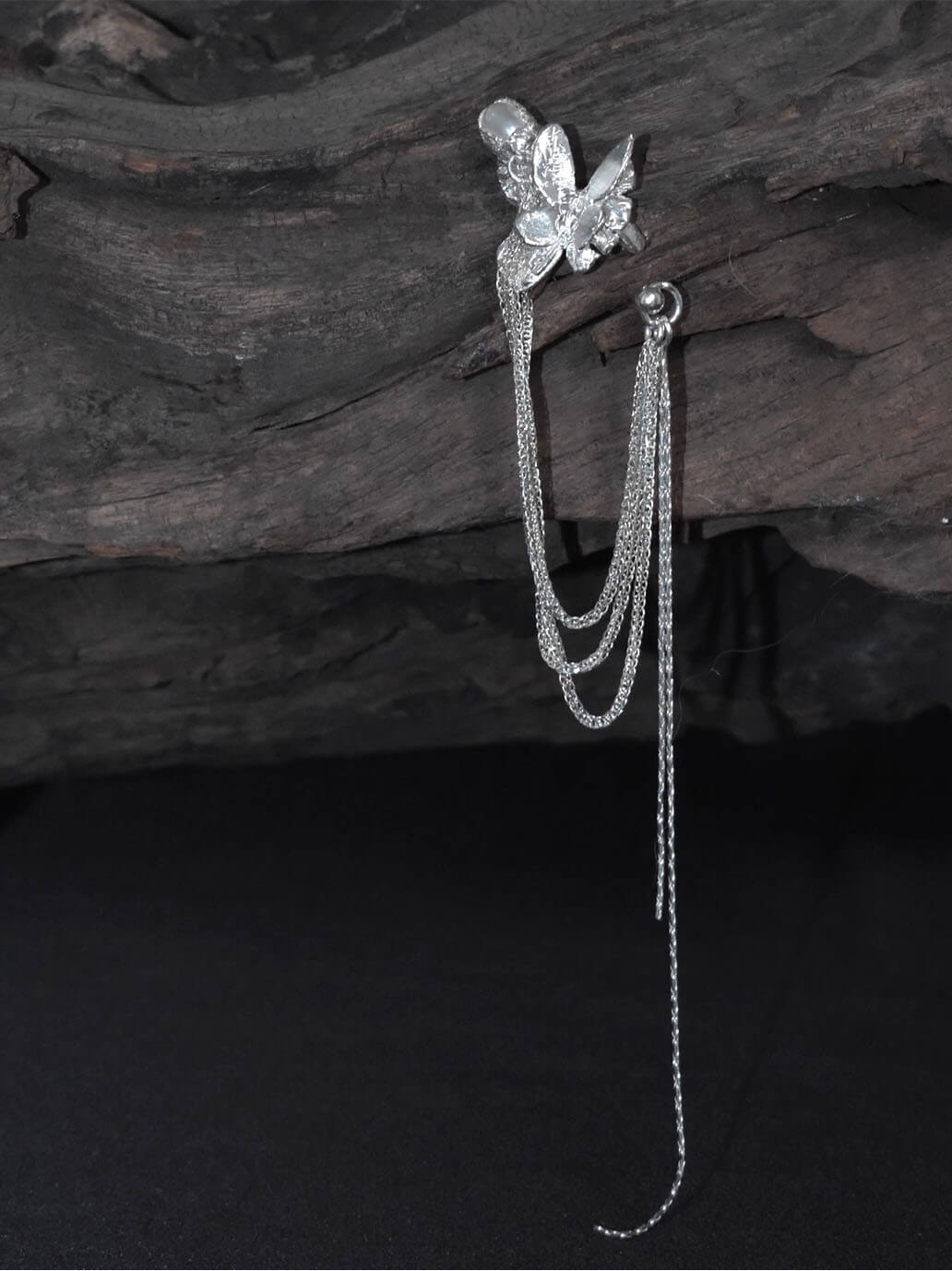 Broken-Winged Butterfly Ear Cuff and Stud - Single