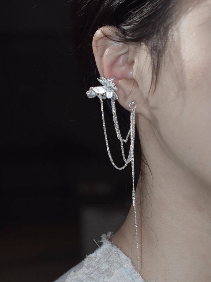 Broken-Winged Butterfly Ear Cuff and Stud - Single