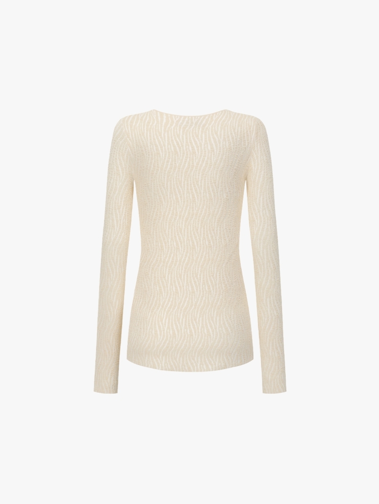 SWAYING Cream Bubble Yarn Classic Knit Top