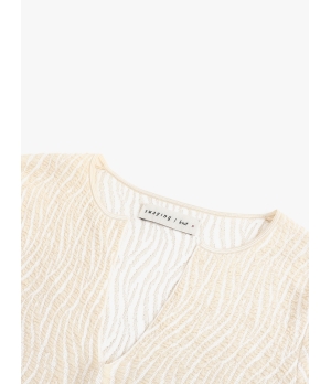 SWAYING Cream Bubble Yarn Classic Knit Top