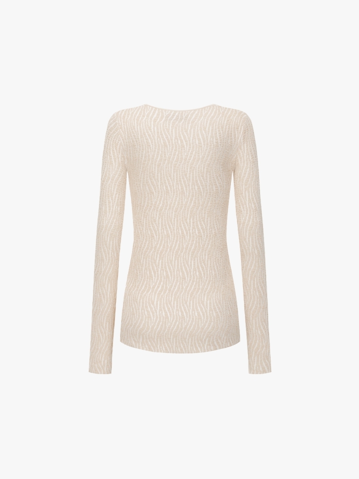 SWAYING Beige Bubble Yarn Classic Knit Top