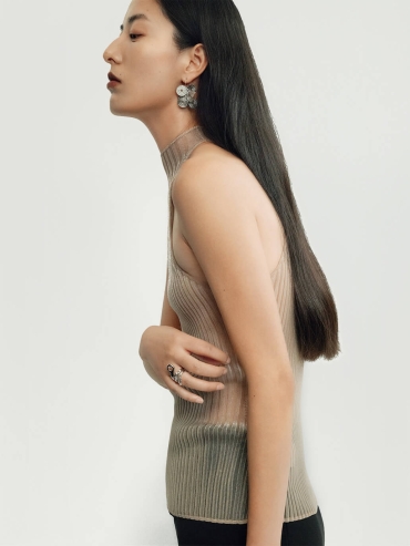 Silver Linked Beads and Cloud Pattern Short Earrings