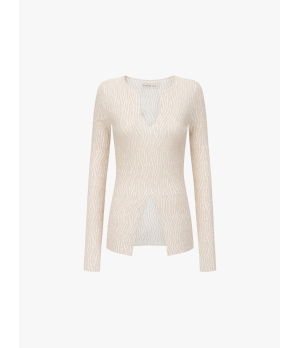 SWAYING Beige Bubble Yarn Classic Knit Top