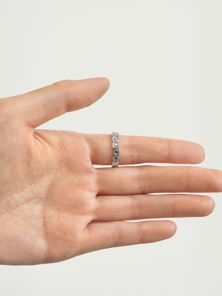 Silver Linked Beads Ring