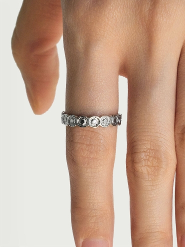 Silver Linked Beads Ring