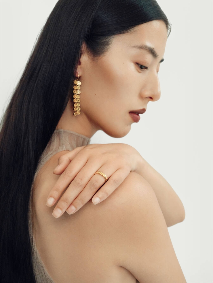 Gold Linked Beads Ring