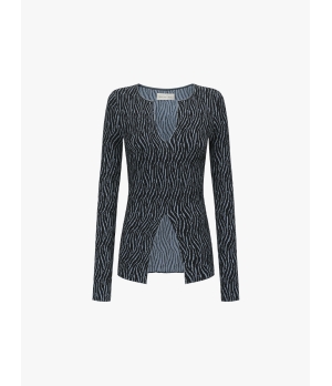 SWAYING Navy Bubble Yarn Classic Knit Top